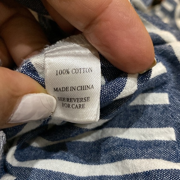 Given Kale Dress Size M Cotton Blue/White Print Button Down V-Neck Tunic Stripe - Picture 9 of 10